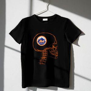 New York Mets X-Ray Skull Brain T-Shirt - Unique Baseball Fan Apparel