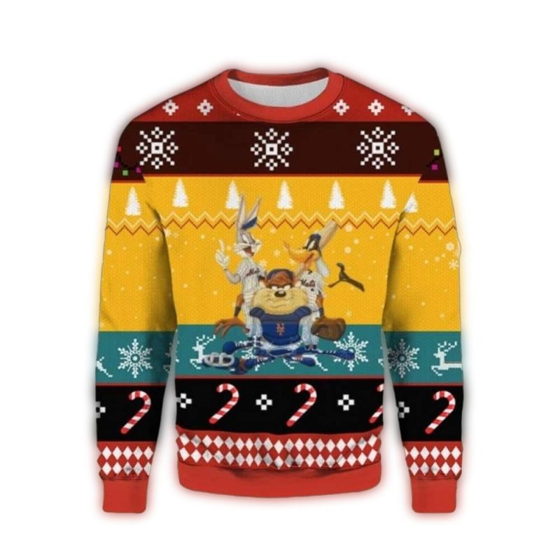 New York Mets Looney Tunes Characters Ugly Sweater 1
