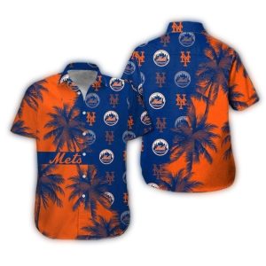 New York Mets Tropical Coconut Hawaiian Shirt With Multiple Logos