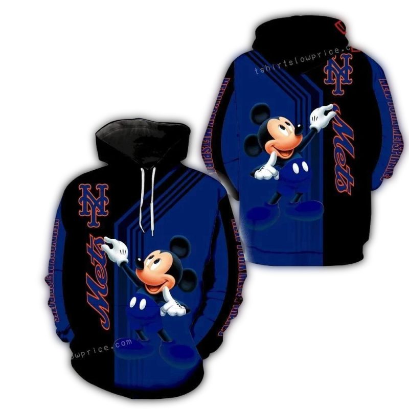 New York Mets Mickey Mouse Funny All over Print Hoodie 1