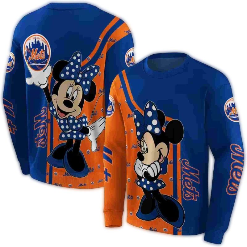 New York Mets Minnie Mouse All over Print Sweatshirt 1