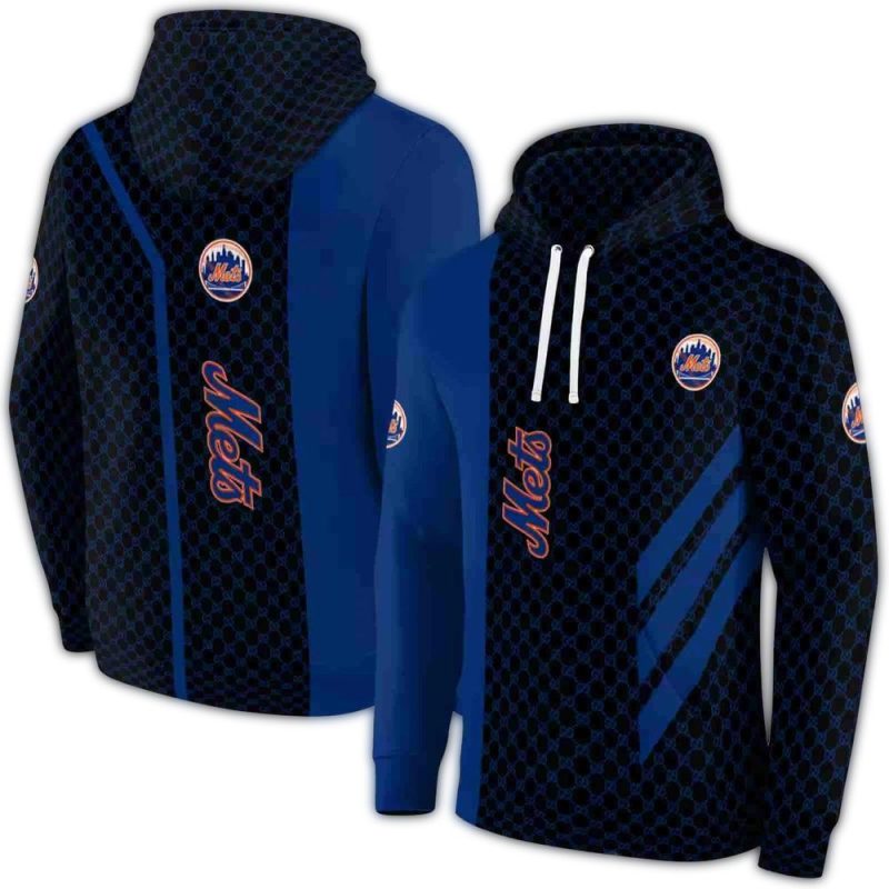 New York Mets Monogram Pattern All over Print Hoodie 1