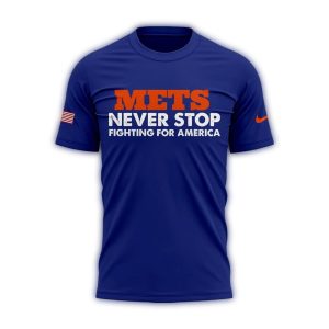 New York Mets All-Over Print T-Shirt - Never Stop Fighting For America