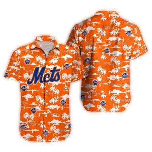 New York Mets Orange Paradise Vibes Hawaiian Shirt For Fans