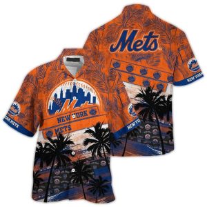 New York Mets Hawaiian Shirt With Palm Tree Pattern - Summer Style