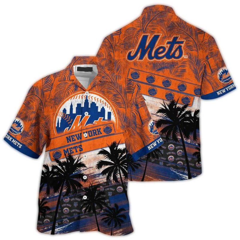 New York Mets Palm Tree Pattern Hawaiian Shirt 1