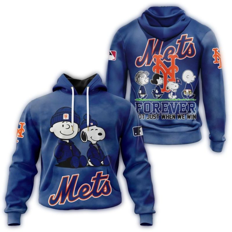 New York Mets Peanuts Forever All over Print Hoodie 1