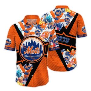 New York Mets Pineapple Floral Hawaiian Shirt For Men And Women
