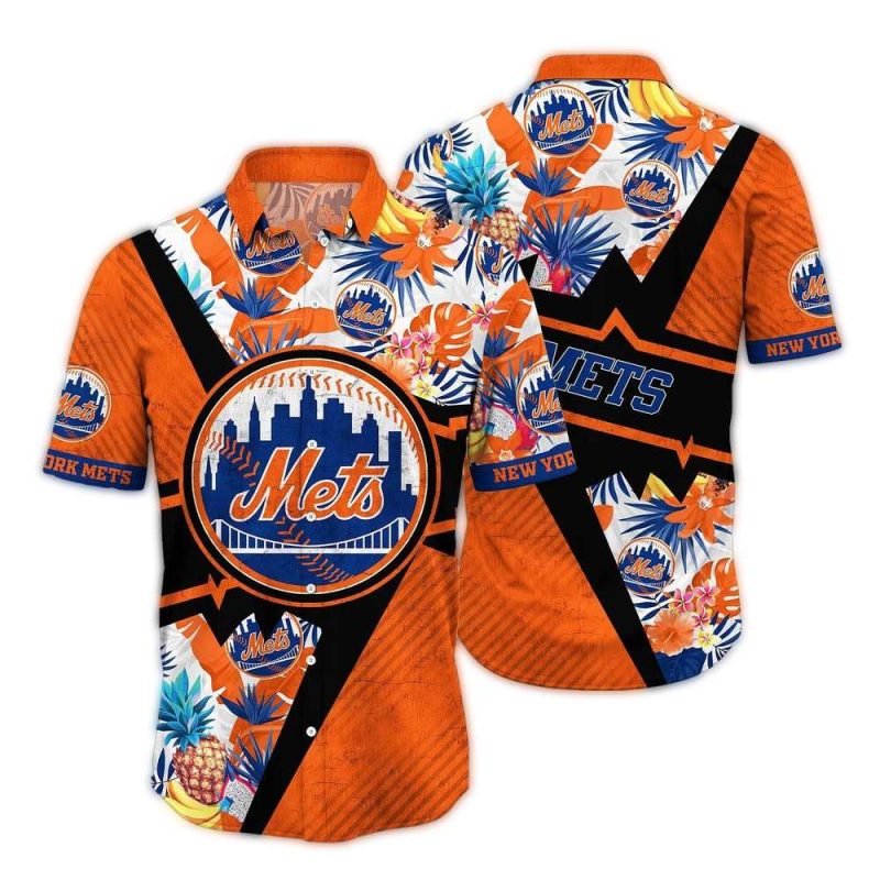 New York Mets Pineapple Floral Leafs Hawaiian Shirt 1