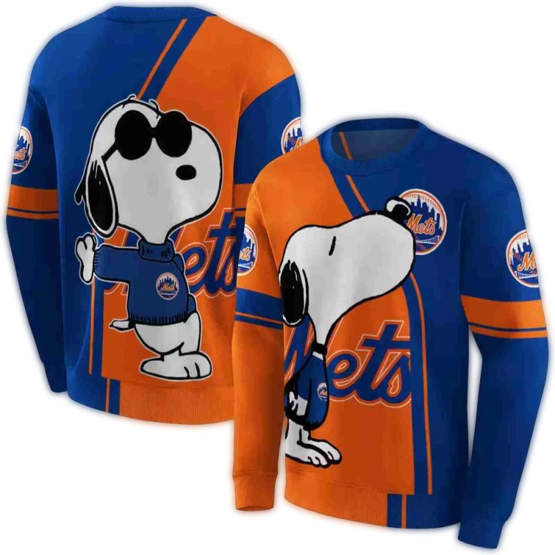 New York Mets Playful Snoopy All over Print Sweatshirt 1