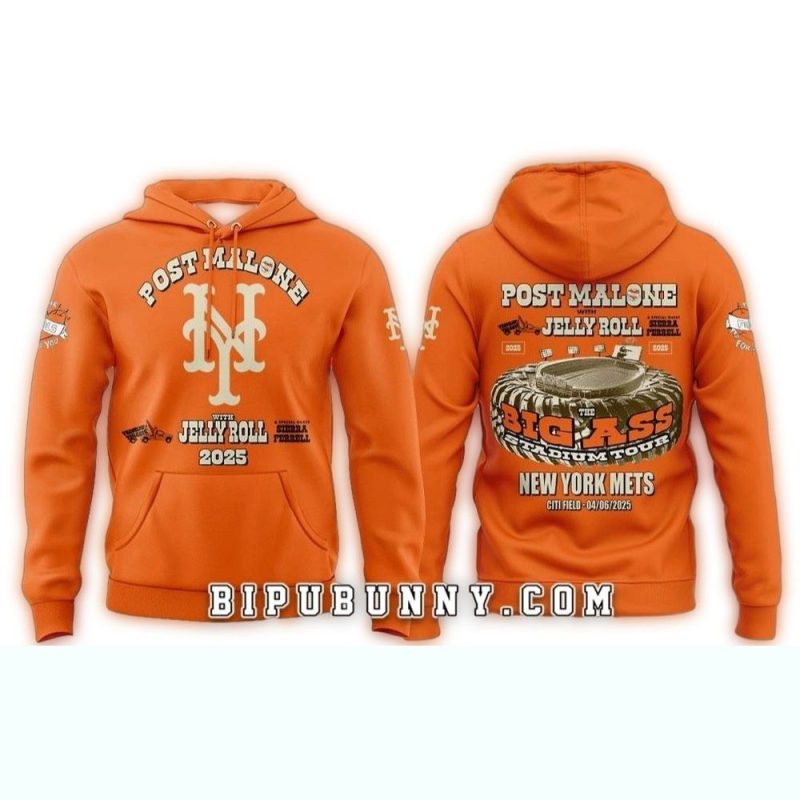 New York Mets Post Malone with Jelly Roll All over Print Hoodie 1