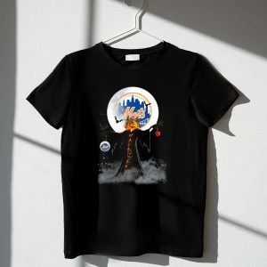 New York Mets Halloween T-Shirt With Pumpkin Head, Moon, And Spooky Castle