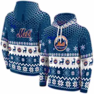 New York Mets Christmas Reindeer Hoodie - All Over Print Design