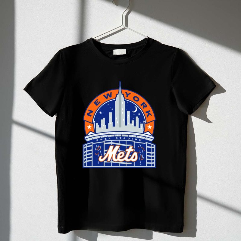New York Mets Shea Stadium Skyline Moon Stars T Shirt t shirt 1 1