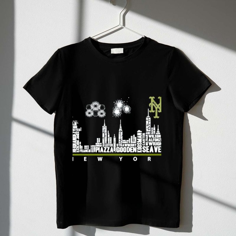 New York Mets Skyline with Player Names T Shirt t shirt 1 1