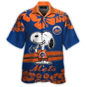 New York Mets Snoopy Flower Surf Hawaiian Shirt For Fans