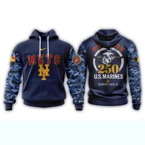 New York Mets Usmc 250Th Birthday All-Over Print Hoodie For Fans