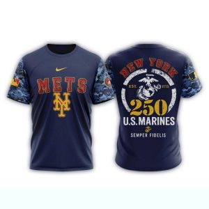 New York Mets Usmc 250Th Birthday All-Over Print T-Shirt For Fans