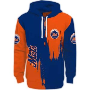 New York Mets Splatter Print Hoodie - Stylish All-Over Design