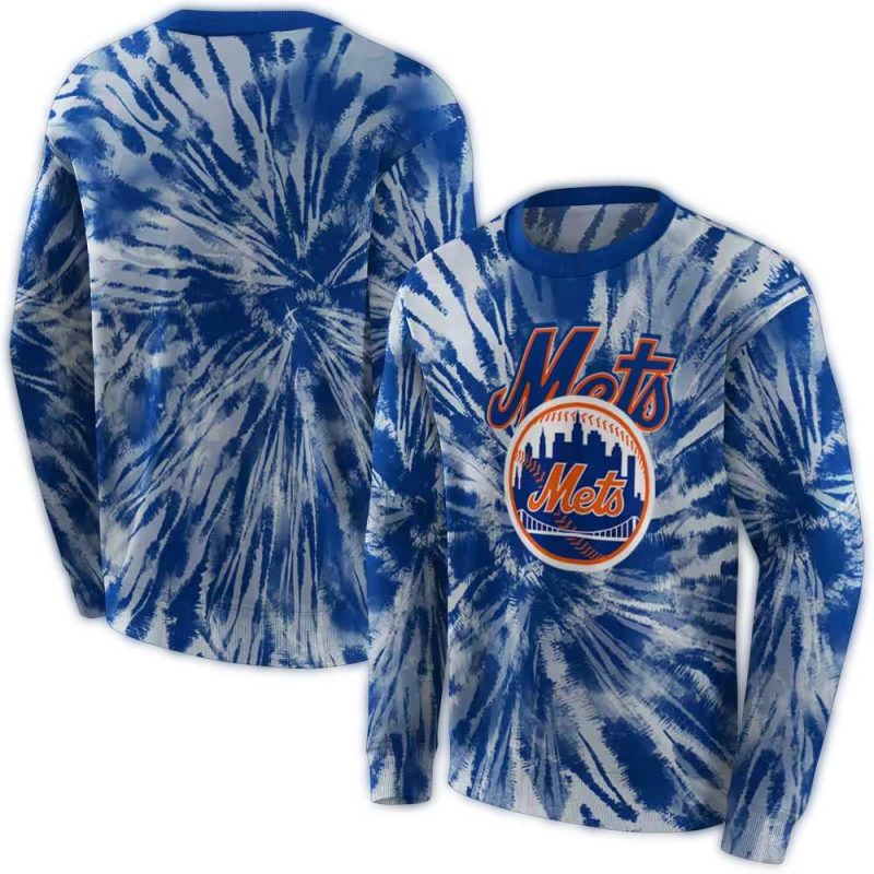 New York Mets Tie Dye Pattern All over Print Sweatshirt 1