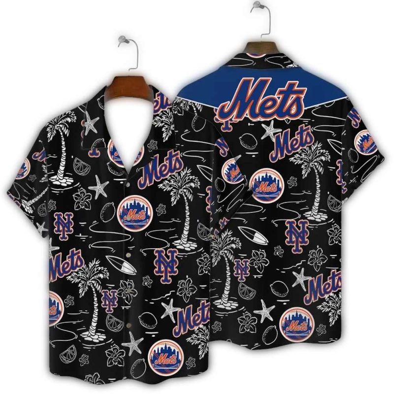 New York Mets Tropical Breeze Pattern Hawaiian Shirt 1