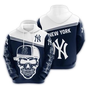 New York Yankees Skull All Over Print Hoodie - Trendy And Stylish Design