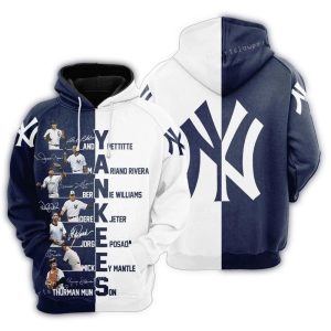 New York Yankees Team Signature All-Over Print Hoodie For Fans