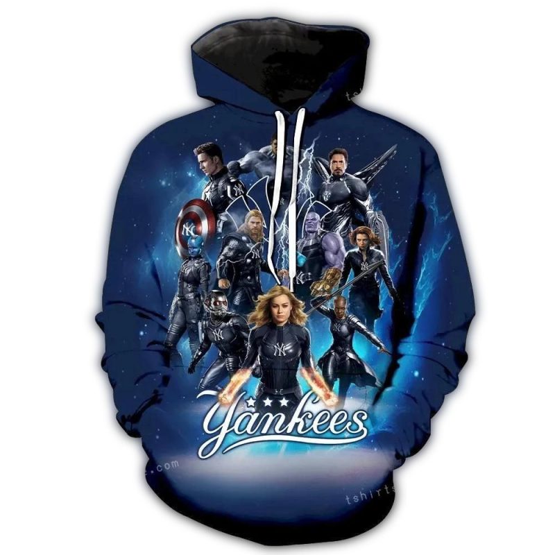 New York Yankees Avengers Full Over Print 3D Hoodie Zipper 1