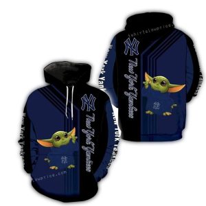 Baby Yoda New York Yankees All Over Print Hoodie For Kids - Fun & Stylish Design