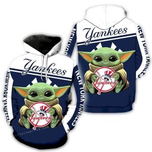 Baby Yoda New York Yankees All Over Print Hoodie For Kids