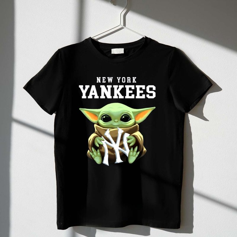 New York Yankees Baby Yoda Holding NY T Shirt t shirt 1 1