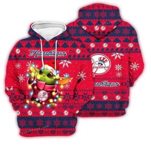 Baby Yoda Christmas All Over Print Hoodie - New York Yankees Star Wars Apparel