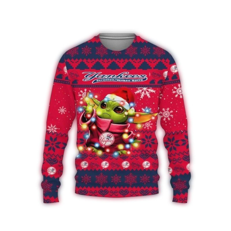 New York Yankees Baby Yoda Star Wars Ugly Christmas Sweater 1