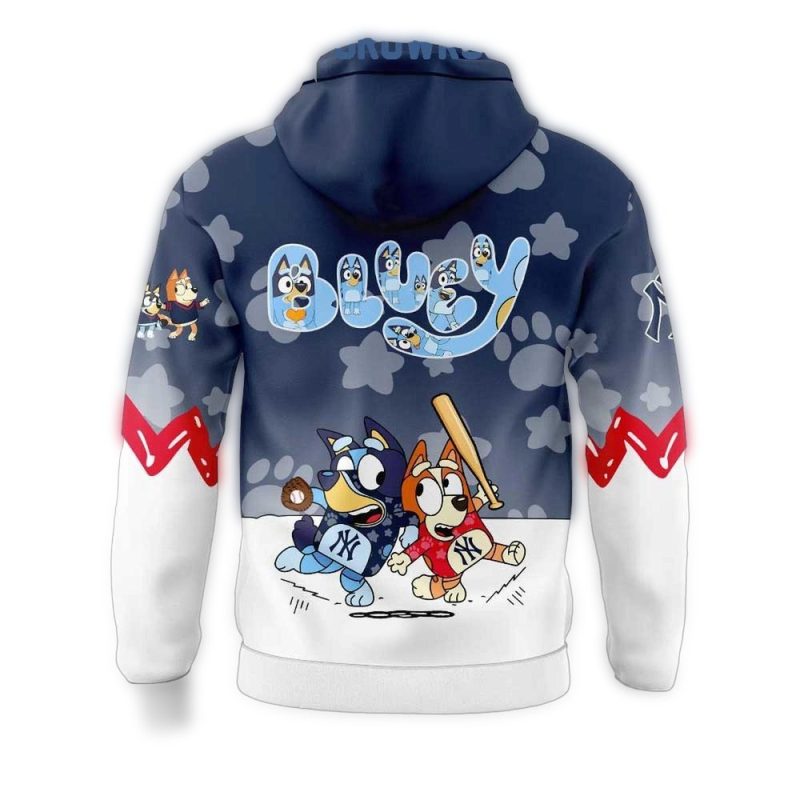New York Yankees Bluey & Bingo All-Over Print Hoodie For Fans - Image 2