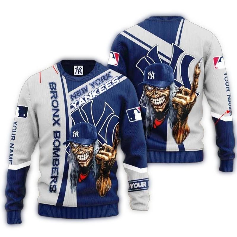 New York Yankees Bronx Bombers Ugly Sweater - Skull Design For Fans