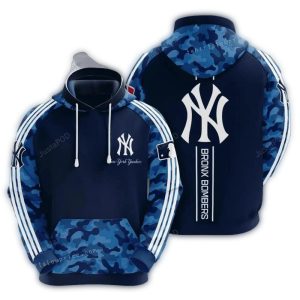 New York Yankees Camouflage Blue All-Over Print Hoodie
