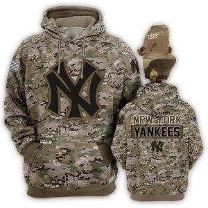 New York Yankees Camouflage Veteran All-Over Print Hoodie For Fans