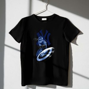 New York Yankees Captain America Crossover T-Shirt - Iconic Shield Design