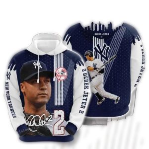 Derek Jeter Signature New York Yankees All Over Print Hoodie For Fans