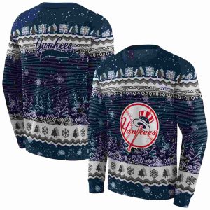 New York Yankees Christmas Trees All-Over Print Sweatshirt For Fans