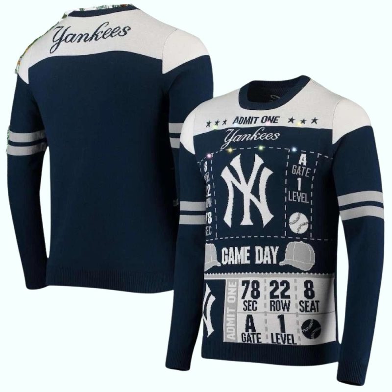New York Yankees Game Day Ticket Stub Ugly Sweater 1