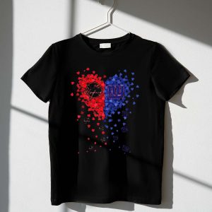 New York Yankees Giants Heart Logo T-Shirt With Red And Blue Design