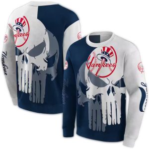 New York Yankees All Over Print Sweatshirt - Graphic Punisher Design