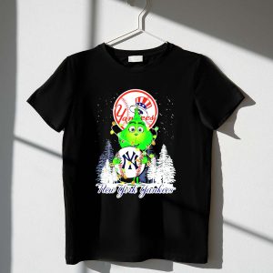 New York Yankees Grinch Christmas T-Shirt With Baseball And Trees Design