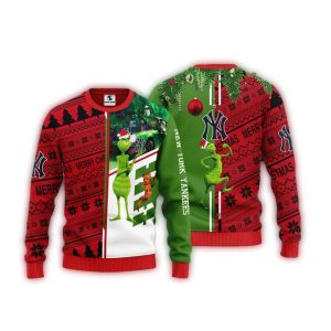 Grinch Logo Yankees Christmas Ugly Sweater For Holiday Cheer