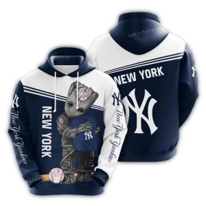 New York Yankees Groot All Over Print Hoodie With Yankees Logo - Perfect Fan Gear