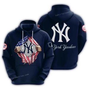 New York Yankees Blood Inside My Heart All-Over Print Hoodie