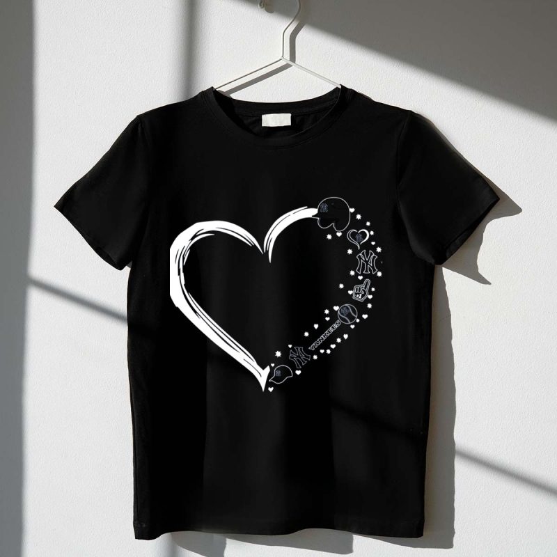 New York Yankees Heart Design with Helmets T Shirt t shirt 1 1