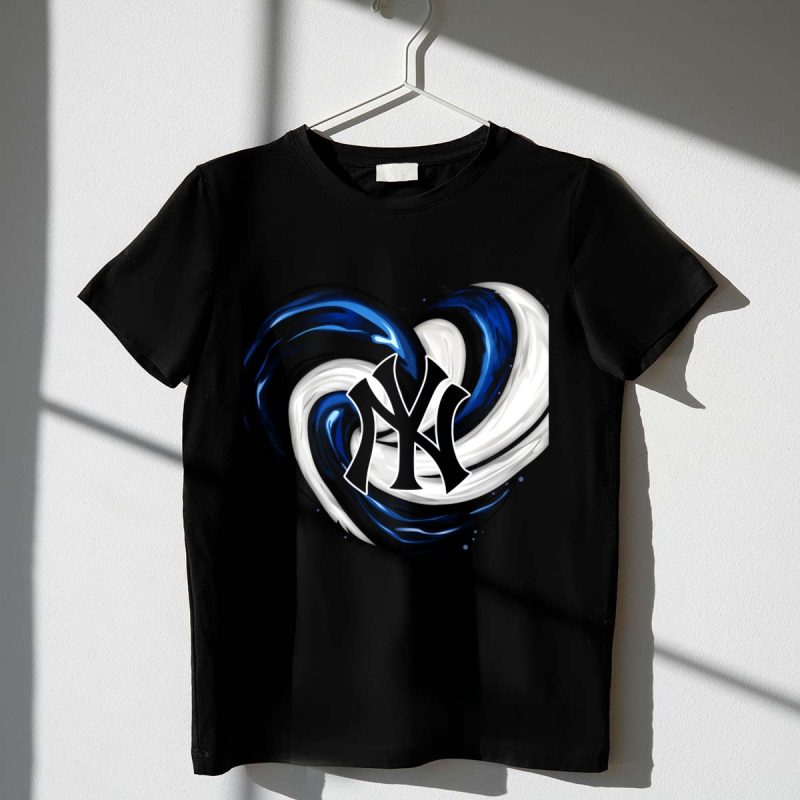 New York Yankees Heart Logo in Blue and White Swirl T Shirt t shirt 1 1