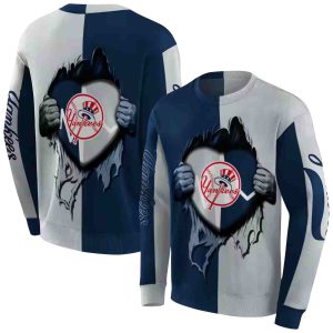 New York Yankees Heartbeat Graphic Sweatshirt - All Over Print Design